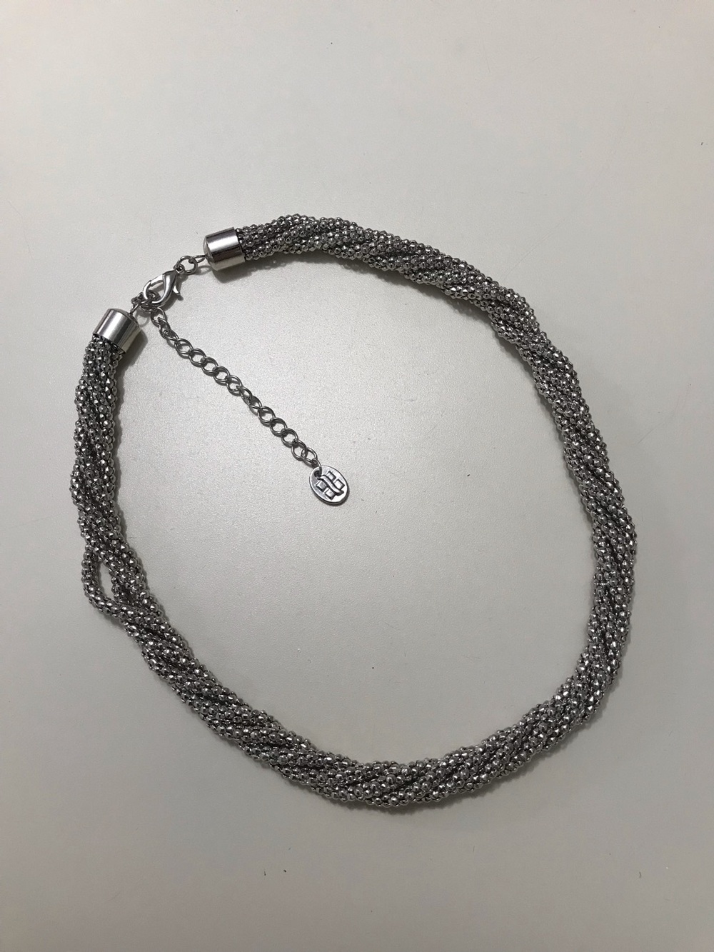 Silver Tone Unique Mesh Statement Necklace 16”
